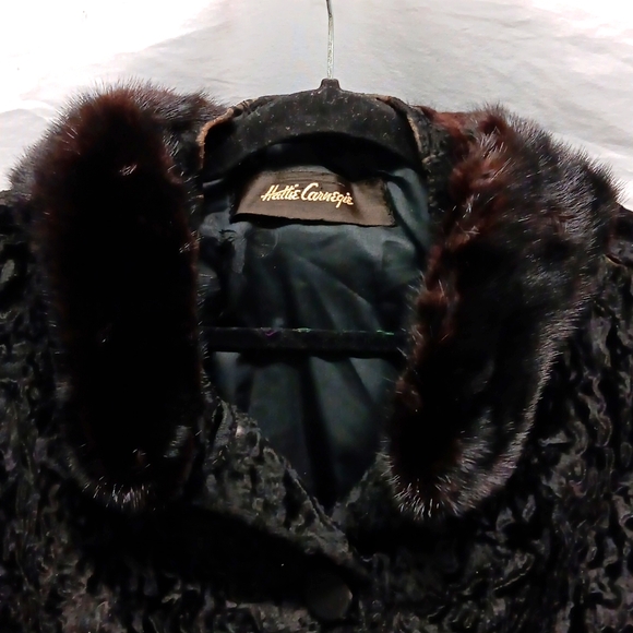 Hattie Carnegie Leather Curly Lamb & Mink Vintage Coat - Picture 3 of 15